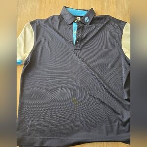 FootJoy Men's XXL Navy and White Golf shirt with Collar Logo